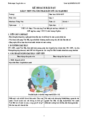 Giáo án Tiếng Việt 3 sách KNTT - Tuần 33 - Năm học 2026-2027 (Tích hợp năng lực số và AI)