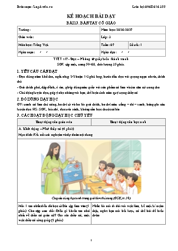 Giáo án Tiếng Việt 3 sách KNTT - Tuần 7 - Năm học 2026-2027 (Tích hợp năng lực số và AI)