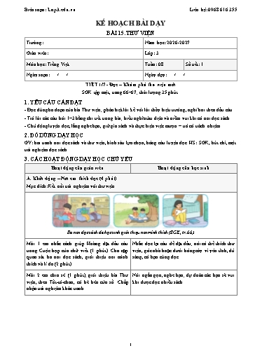 Giáo án Tiếng Việt 3 sách KNTT - Tuần 8 - Năm học 2026-2027 (Tích hợp năng lực số và AI)
