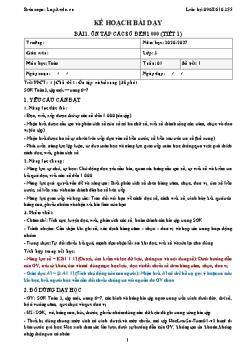 Giáo án Toán lớp 3 sách KNTT - Học kỳ 1 - Năm học 2026-2027 (Tích hợp năng lực số và AI)