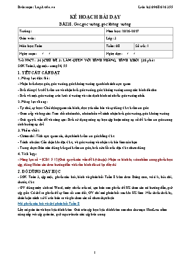Giáo án Toán lớp 3 sách KNTT - Tuần 8 - Năm học 2026-2027 (Tích hợp năng lực số và AI)